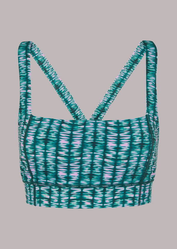 Multicolour Abstract Wave Sports Bra